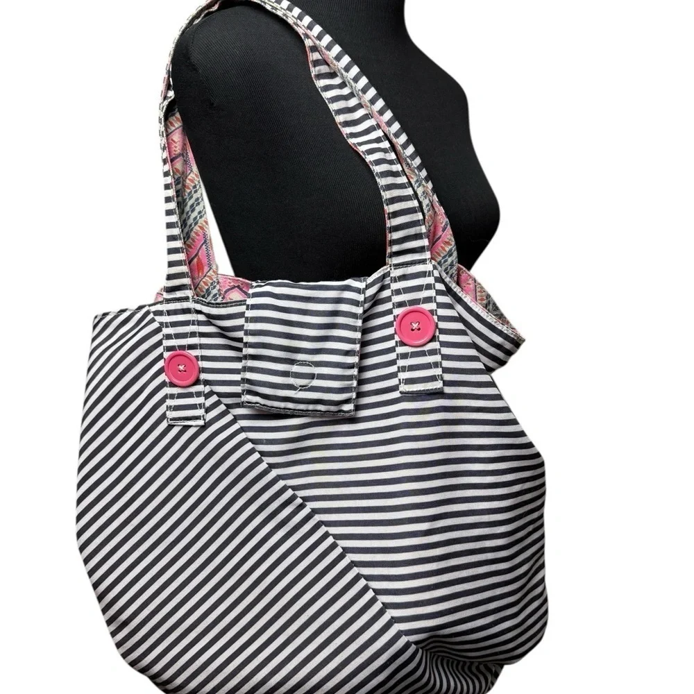 Reversible Large Beach Shopping Tote Shoulder Bag Nautical Boat Market Cotton